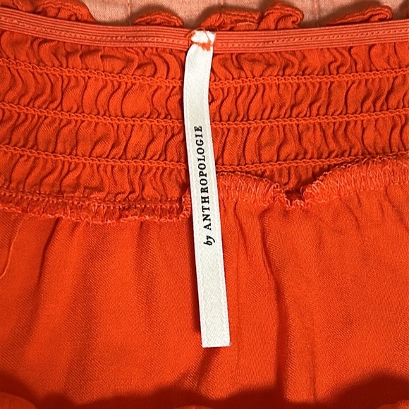 by Anthropologie Orange Smocked Mini Skirt size Small - Picture 6 of 11